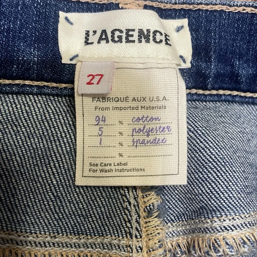 L'Agence Sada Jeans 27 Mid Rise Slim Fit Cropped Raw Hem Womens